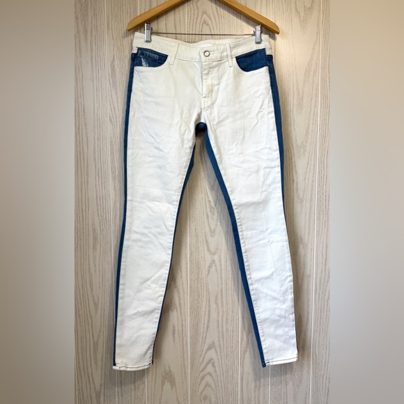 Koral Denim - Koral Kor Block Skinny Jeans Colorblock White Blue Size 30 NWT